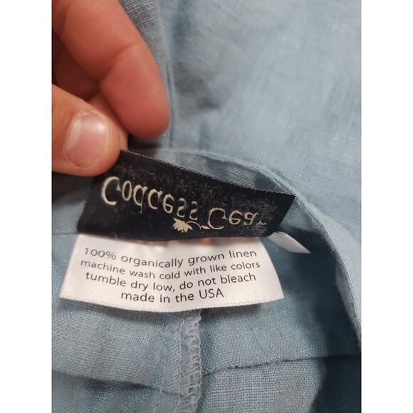 EUC GODDESS GEAR Organic Linen Pants Blue Lagenlook Boho Made in the USA size L - Picture 5 of 5